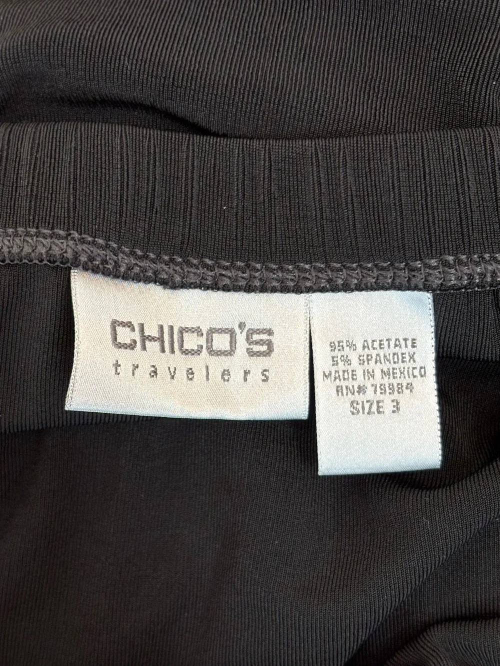 Chico's Travelers Vintage Tiered Trumpet Skirt Size 3 XL Slinky Knit Black Y2K